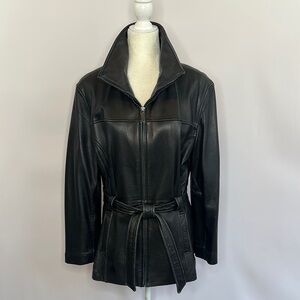 JLC Vintage Belted Black Leather Jacket / Blazer